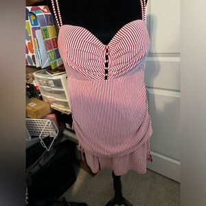 Lane Bryant Red and White stripped 2 piece bathing suit.  New with tags